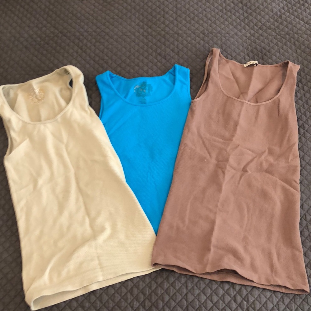 3 set: Beige, brown, and blue sugar lips tank tops